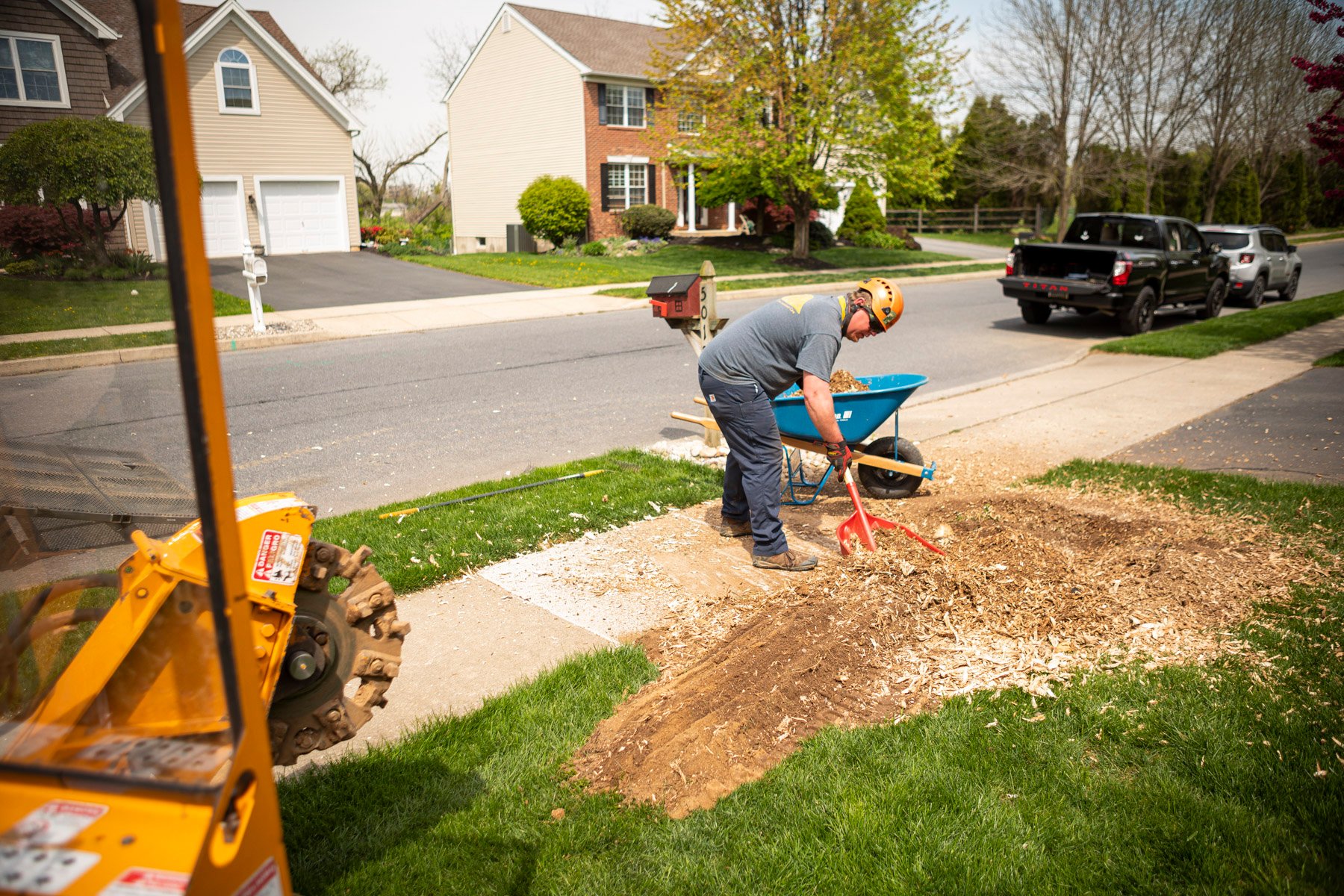 Stump grinding cleanup