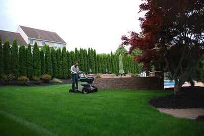 lawn care professional applying seed
