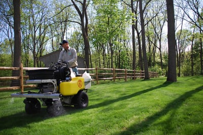 Professional lawn care liquid weed control application