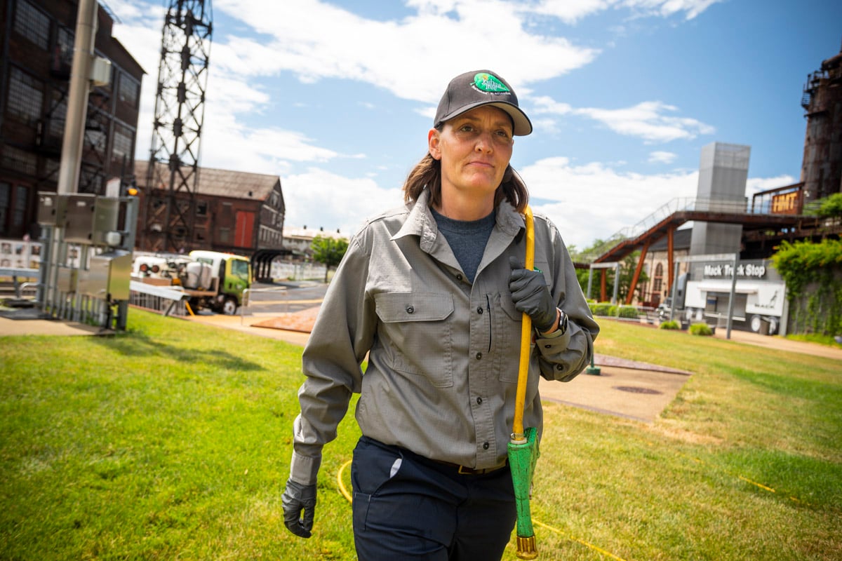 lawn care technician in full uniform