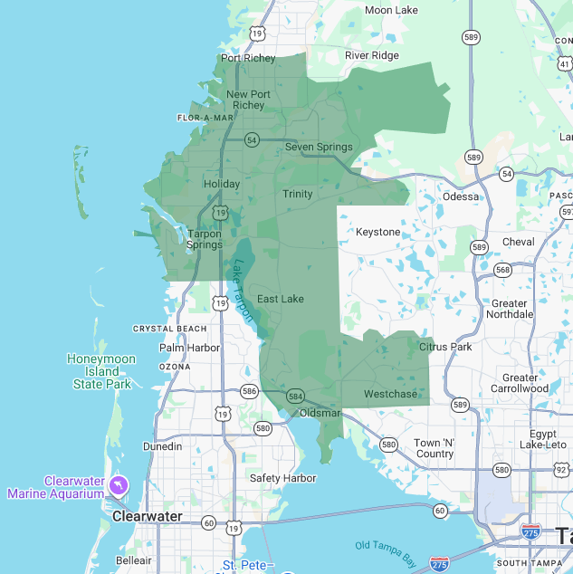 Map of Greater North Tampa Bay, FL Territory