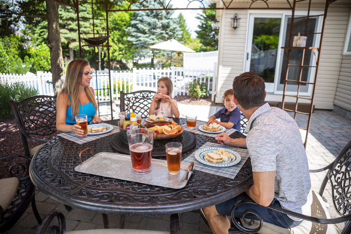 Happy family in backyard